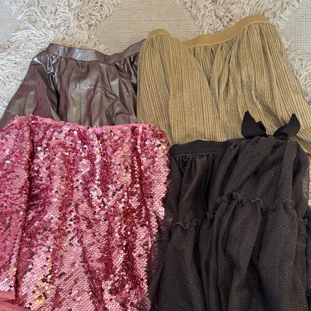 Zara Pink Sequin and Gold Pleated Skirts Set